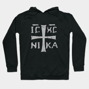 IC XC NIKA Greek Christigram  (meaning Jesus Christ Conquers) light grey text Hoodie